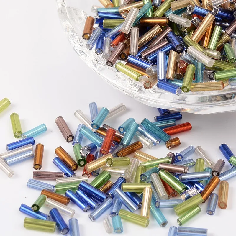 PandaHall 6mm Clear Bugle Silver Lined Glass Seed Beads