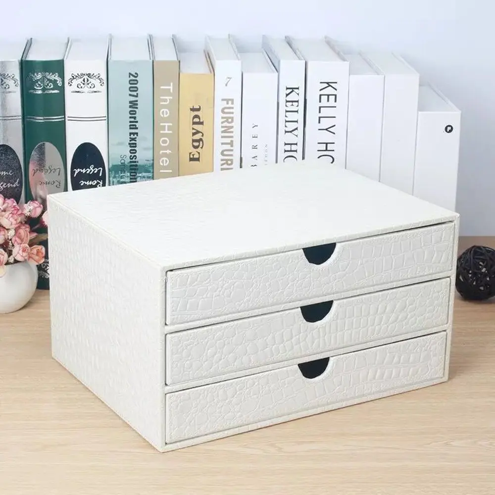 
High quality office supplies leather desktop file cabinet drawer white file storage cabinet data file cabinet 