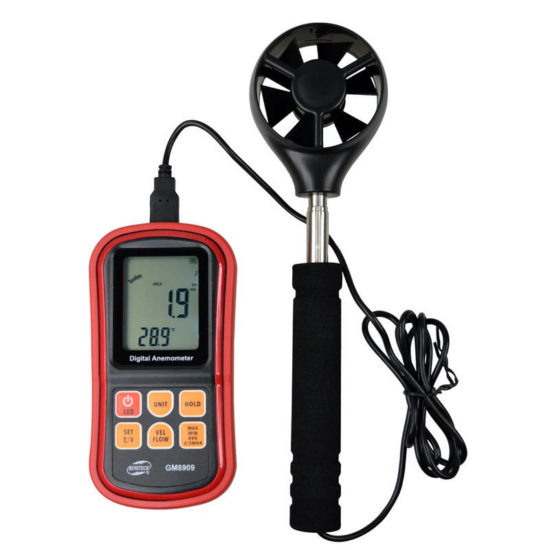 Digital Anemometer Handheld Wind Speed And Temperature Tester Gm8909