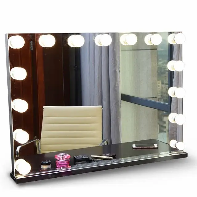 

Frameless Vanity Mirror with Light Hollywood Makeup Lighted Mirror with Dimmer Free bulbs Gift, White