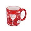 Hot seller red color ceramic Santa design christmas mugs