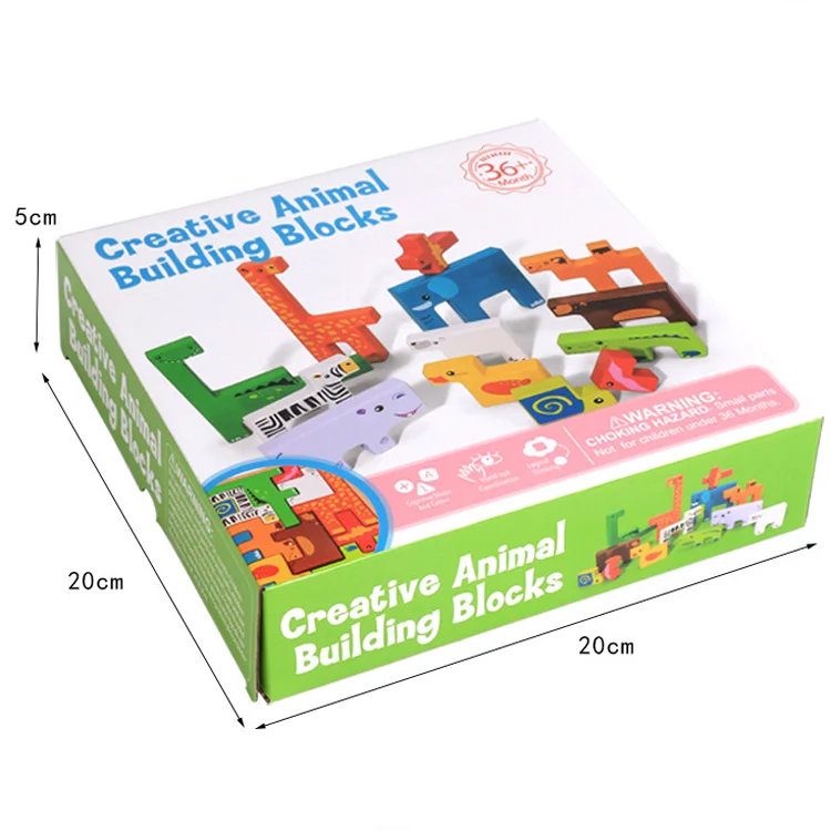 Mini Wood Animal Cartoon Building Blocks To Cultivate Imagination Buy