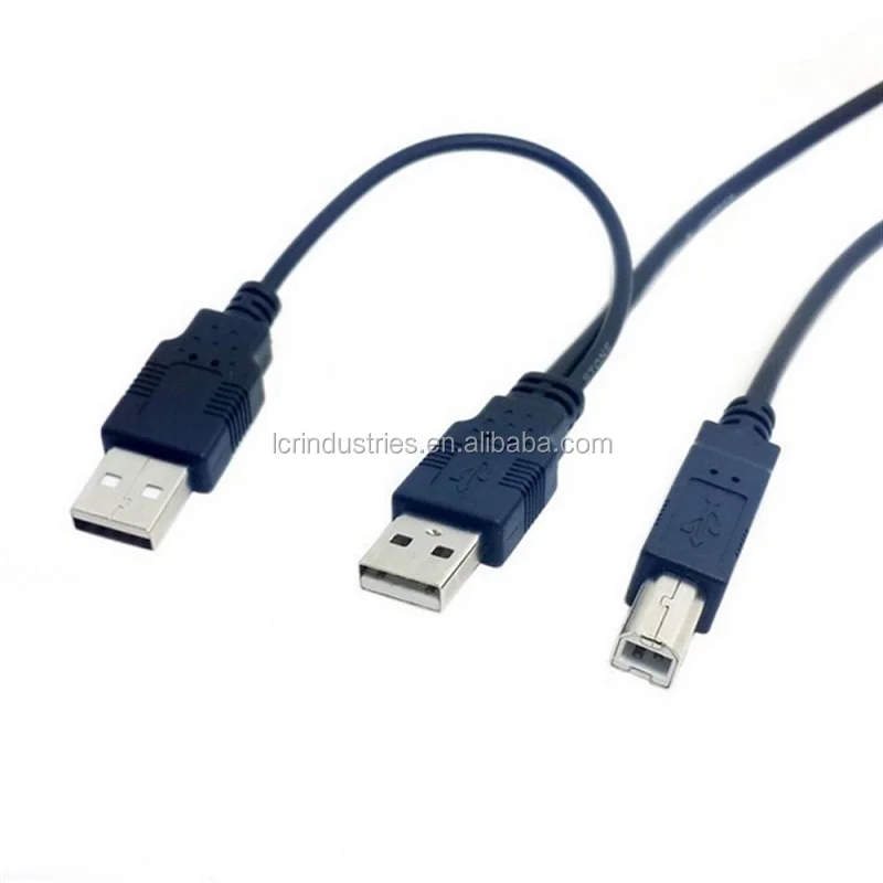 Dual Usb 2.0 Male To Usb B Male Y Splitter Cable For Printer Scanner Buy Printer Usb Splitter