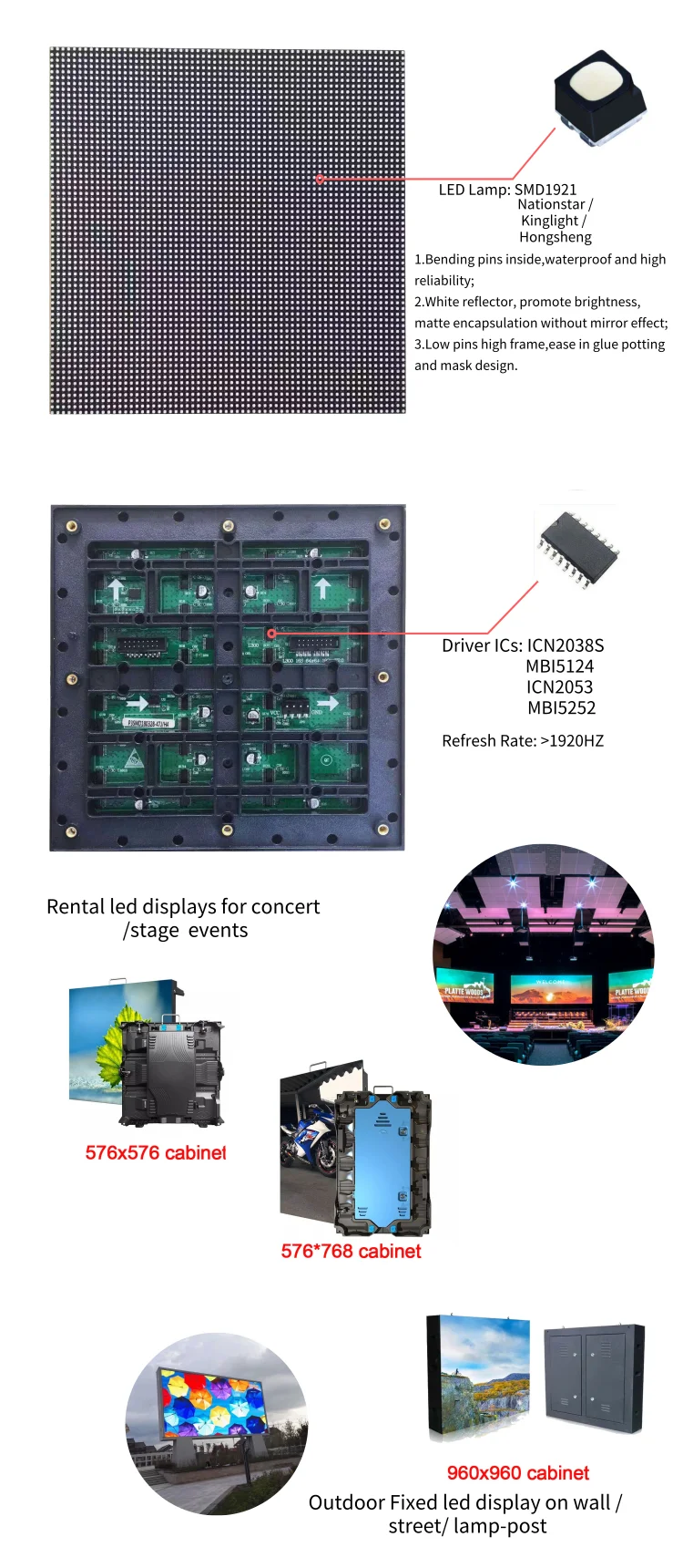 Outdoor full color led video panel led screen P3 192x192mm display module