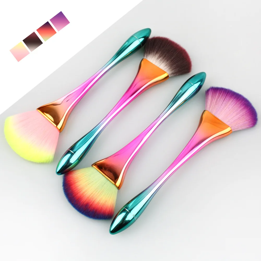 

Professional Beauty Care Gradient Fan Makeup Brush Sweep Powder Rainbow Makeup Brush Private Label Logo Costumed Makeup Brush