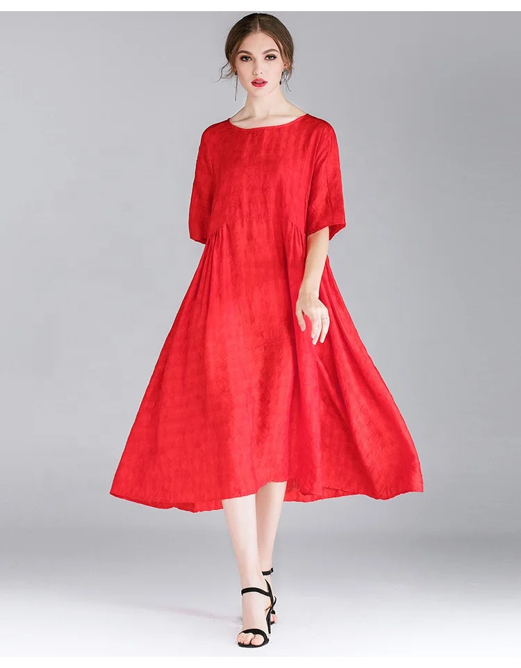 

A plus-size for women's wear in spring 2019Linen-cotton dress