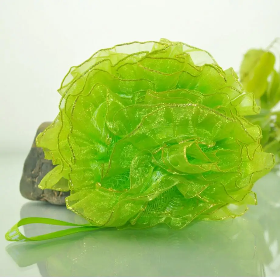 Pe Mesh Colored Flowers Ball Plastic Bath Loofah Buy Plastic Bath