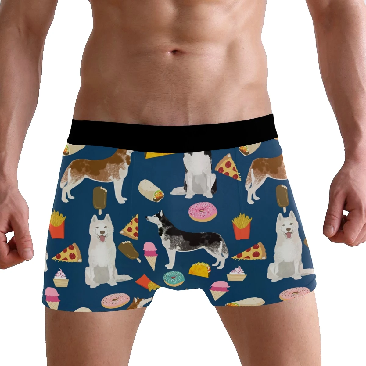 

Custom Puppy Printed Adult Males Boxer Briefs Young Men Middle Waist Underwear, Customized color