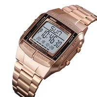 

Skmei Retro Design For Men Digital 2Time Fashion Stainless Steel Band Waterproof Watch