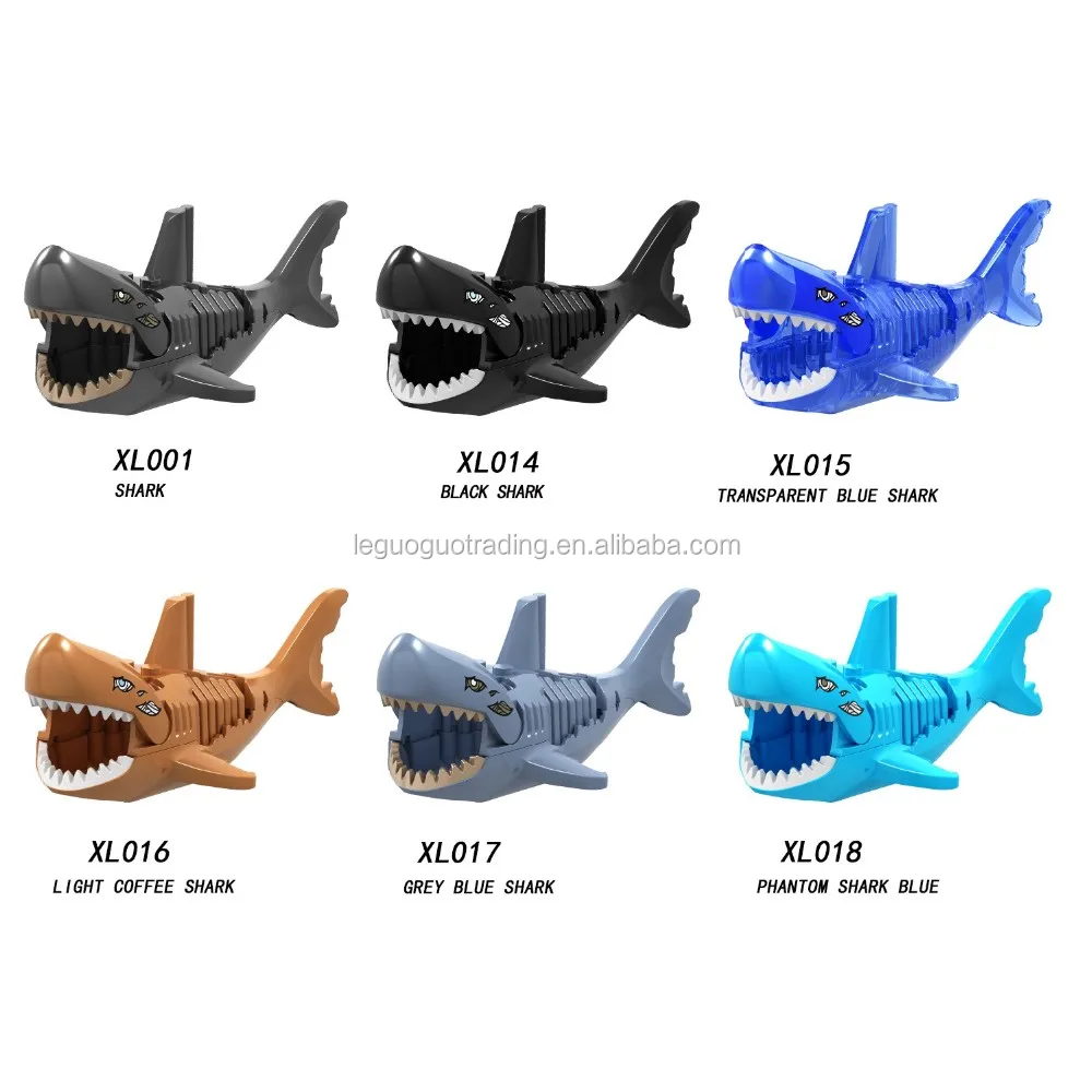 蓝鲨迷你动作数字 ainmal 3d 模型积木儿童教育玩具