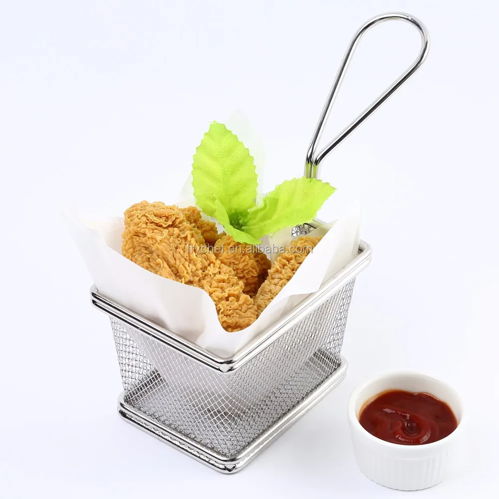 Stainless Steel Metal Type and LFGB FDA CIQ CE / EU SGS EEC Certification French Fry Baskets