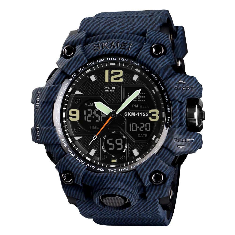

Best selling products Skmei 1155 demin blue digital outdoor sport watches army style relojes deportivos hombre, 10 colors