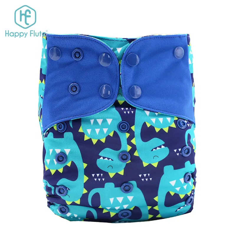 

Happyflute Custom print Washable AI2 cloth diaper Reusable bamboo cotton diaper with 2 inserts, Colorful