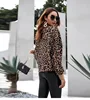 Wholesale Fashion Leopard Pattern Cotton Long Sleeved Ladies Knitted Tops