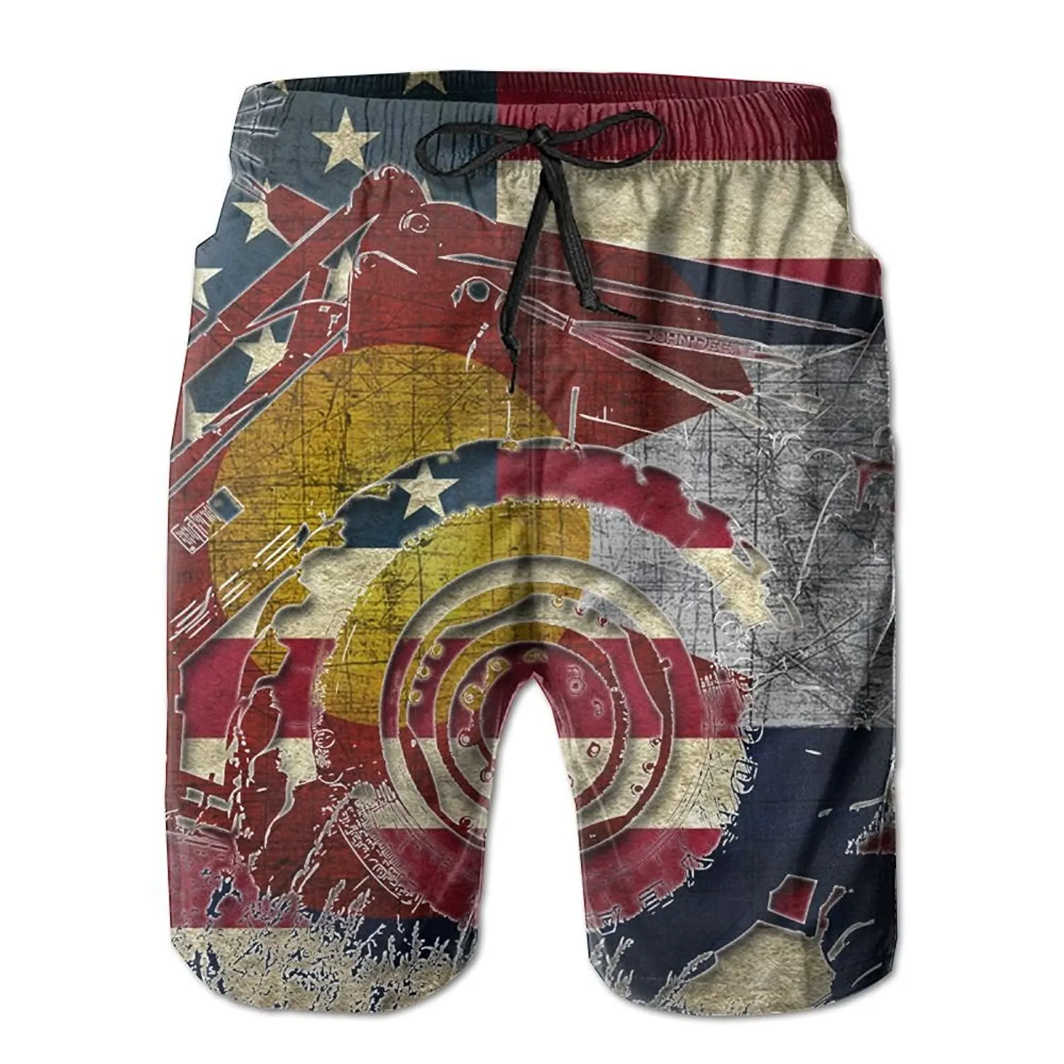 Mens Vintage USA Puerto Rico Flag Boardshorts with Drawstring Swimming Shorts