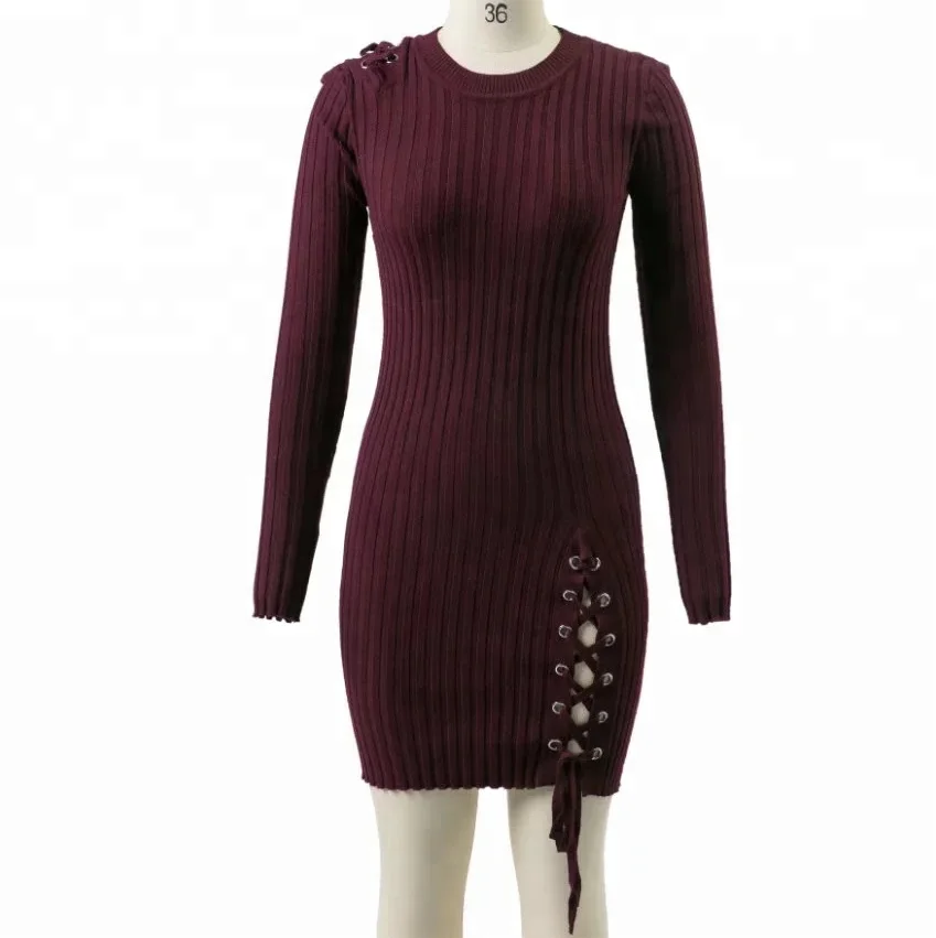 

B23347A Hot sale Sexy women bandage sweaters Dress