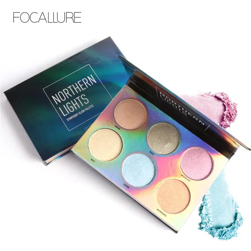 

Focallure 2018 Professional 6 Color Long-lasting Highlighter Palette Makeup Chinese Wholesaler