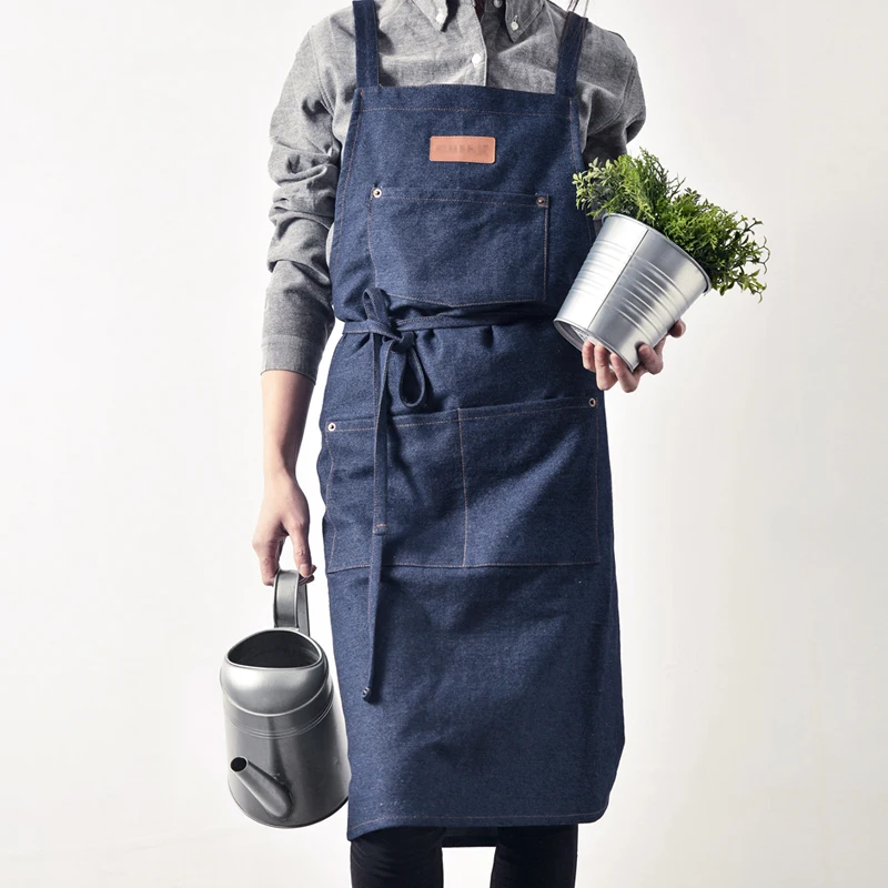 

kitchen barbecue cooking apron unisex restaurant denim aprons Bartender avental Work uniform Sleeveless bib, Customized