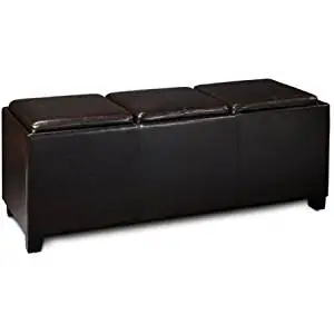 Buy Yopih Faux Leather Storage Bench With 3 Tray Tops Espresso In