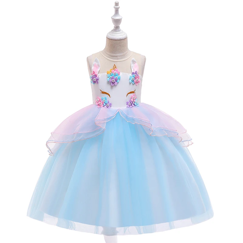 

Free Shipping Unicorn Party Supplies Girls Designer Lovely Party Wear Dress DJS006
