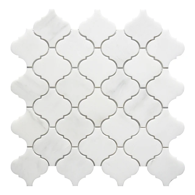 
Italy white lantern shape water jet marble mosaic tile for wall decoration 