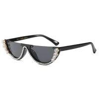

Cat eye rhinestone Summer 2019 Fashion Shades for women Gift black Half frame rimless sunglasses