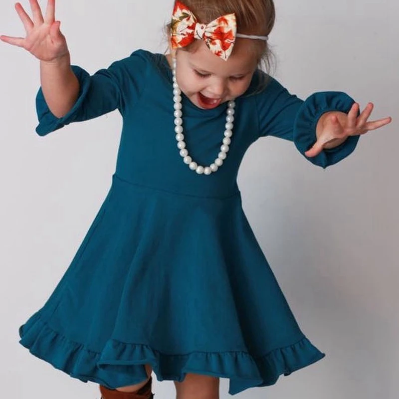 

baby cotton tunic dress ruffle long sleeve skirt for baby girls long flounce skirt, N/a