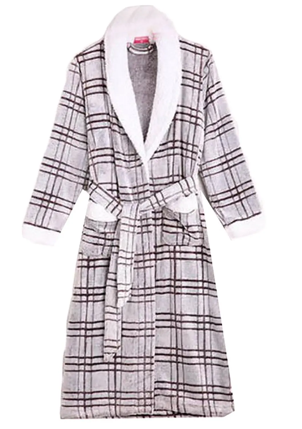 Joe Wenko Mens Thick Kimono Flannel Sleepwear Warm Autumn Winter Print Homewear Bathrobes