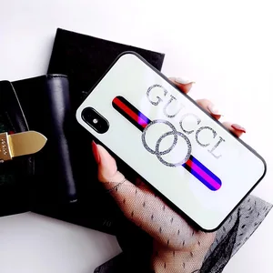 2019 Fashion luxury designer glass phone case for iphone x xr xs max, for iphone case glass glitter