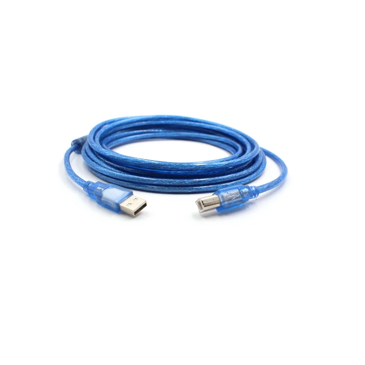 

Square port transparent blue USB2.0 printer data cable usb print line AM to BM Extension cord with magnetic ring Shield