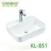 Economic on counter installation square shape sanitary ware nano ceramic art wash basin