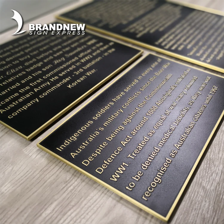  embossed brass plate sign