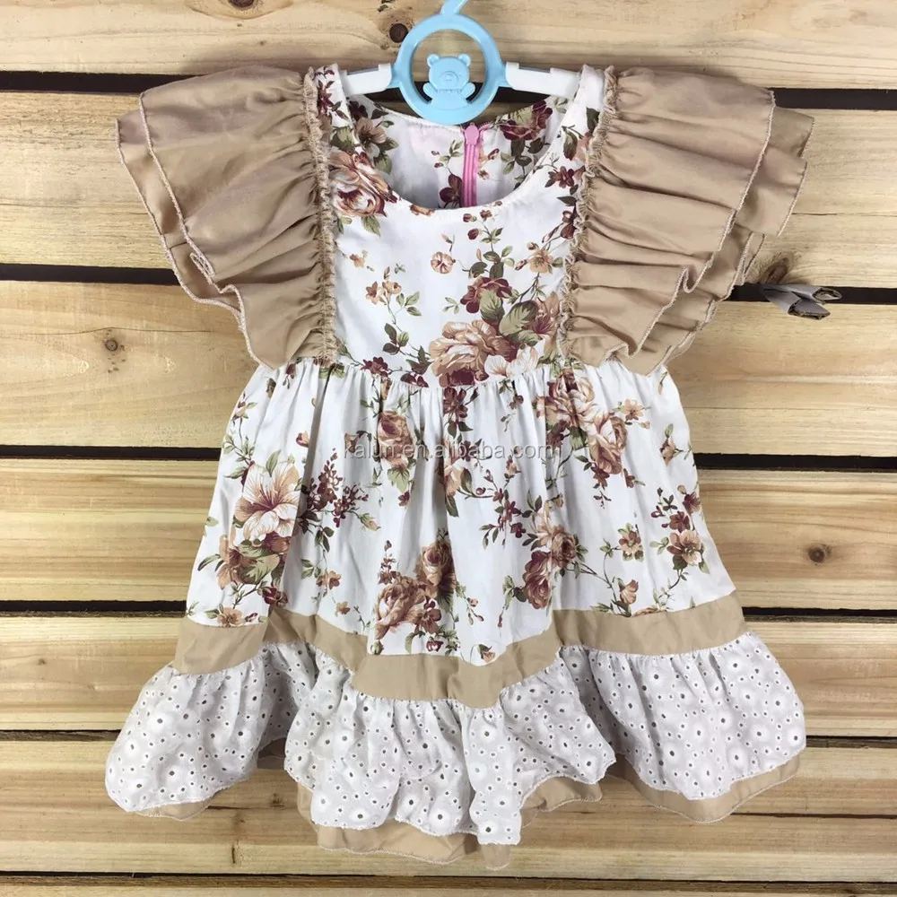 

Baby Girls Birthday Dresses summer and fall brown Kids Party Wear ruffle Dresses Frock Design For Baby Girl Children, Customized