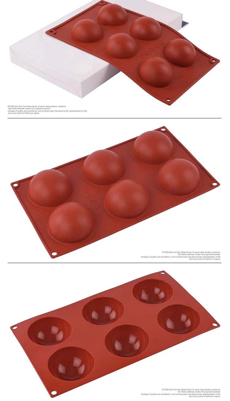 Easy Baking Tools 6 Holes Round Shaped Silicone Pastry Mold For Chocolate, Cake, Jelly, Pudding