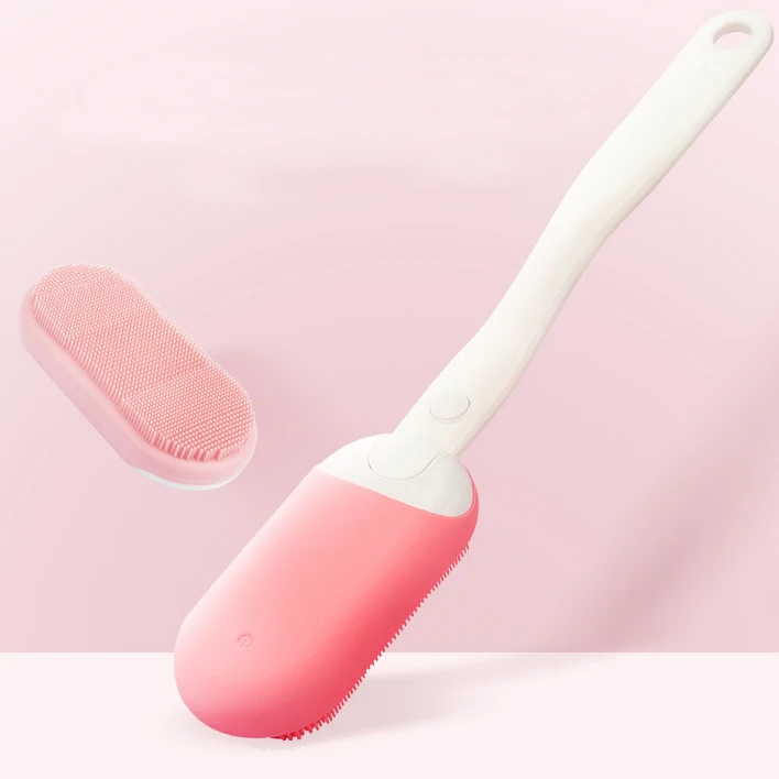 2019 Silicone Bath Brush Long Handle Rotating Shower Massage Brush