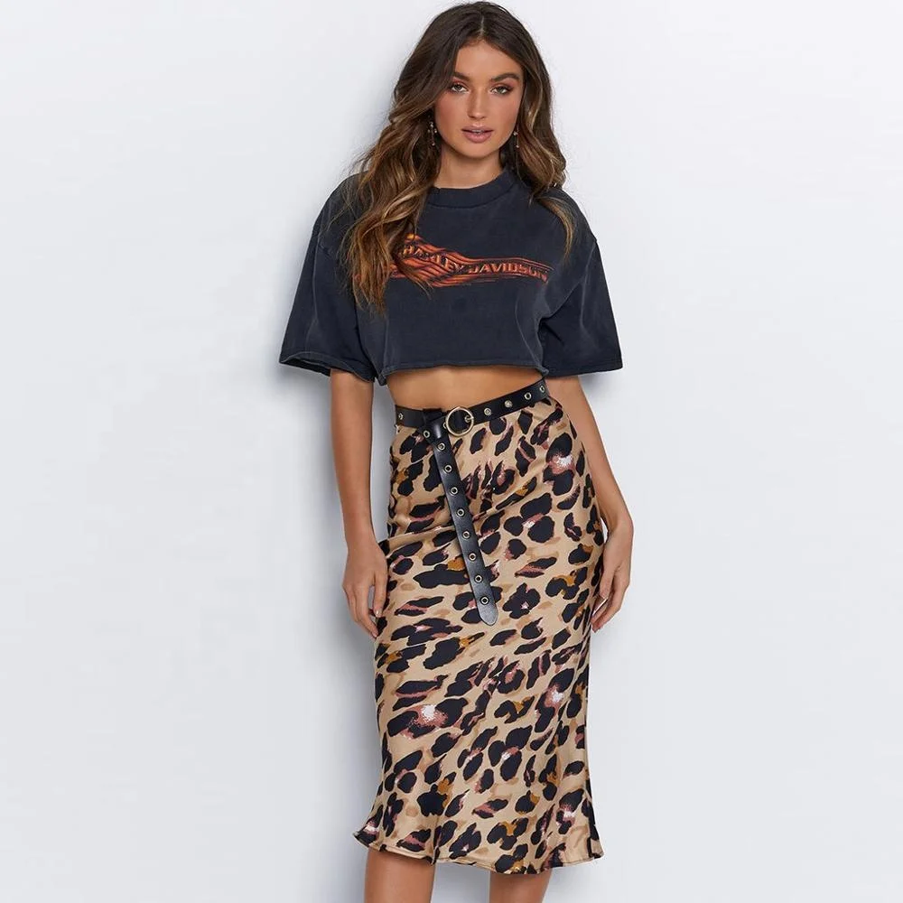 

hot sale sexy girl leopard print skirt Wholesale 2018 European style women high waist cleopard print skirt, White;khaki
