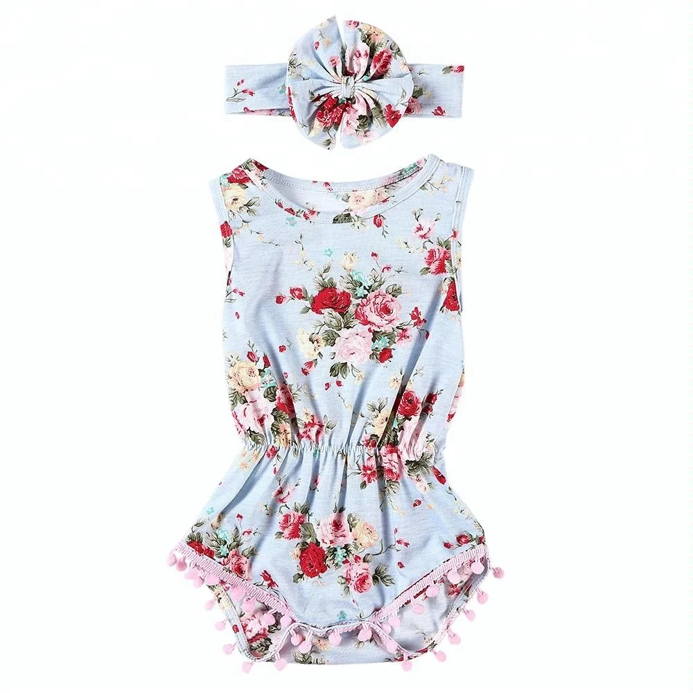 

Baby Clothes Pompom baby Jumpsuit With Headband