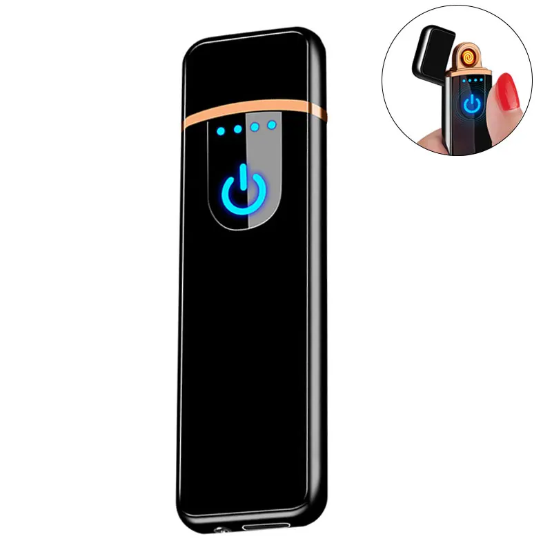 China yanzhen  windproof usb lighter with fingerprint touch advertising  logo  electronic  lighter wholesale 518