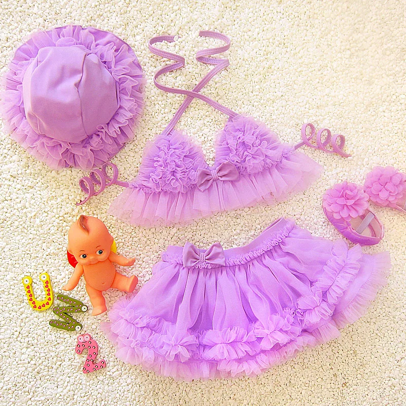 

3 pcs baby girl swimwear child swimsuit with tutu dress, As pic /customize