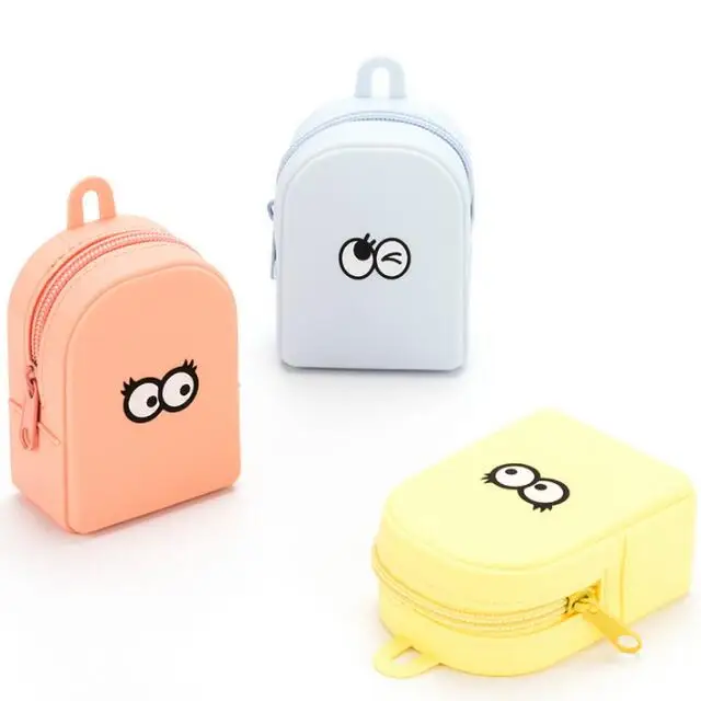 
New customize Cartoon Eye Silicone Mini Tote Zipper Storage Bag Coin Purse 
