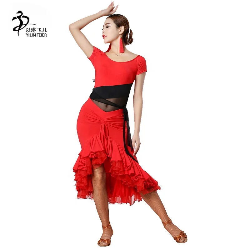 

Latin Dance Suit Set Latin Dance Shirt+Latin Dance Skirt For Sale