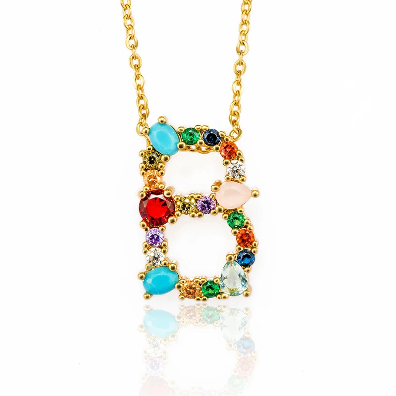

2019 Fashion Gold Shiny CZ Personalized Name Letter Initial Necklace For Women