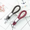 High Quality Double Round Keyring PU Leather Keychain Handmade Braided Car Leather Keychain