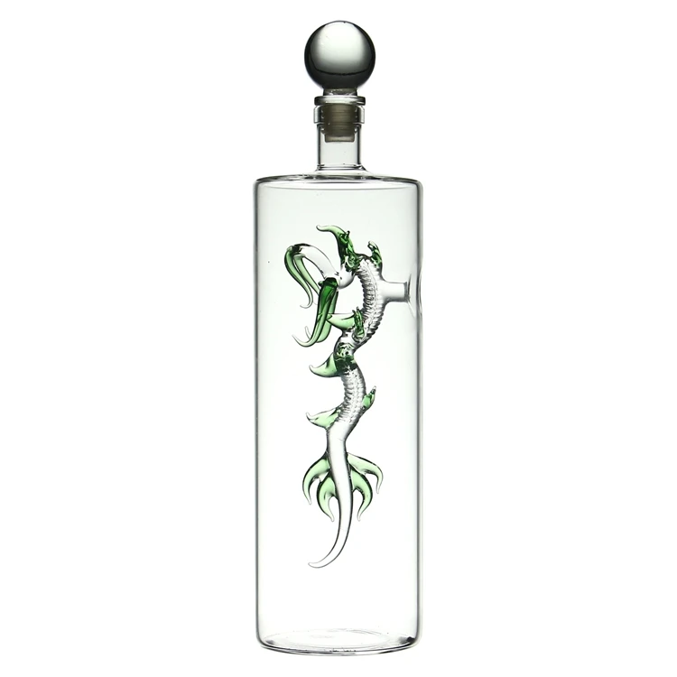 Hand Blown High Borosilicate Glass 750ml Glass Bottle For Gin Vodka