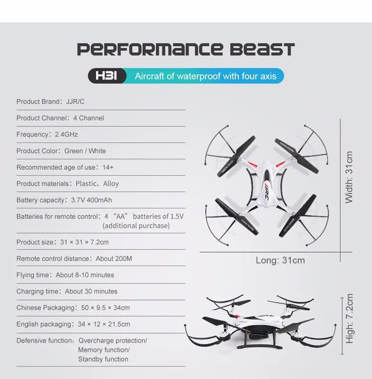 Remote control helicopter waterproof JJRC H31 underwater Drone