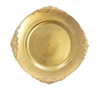 

PZ21080 Decorative Cheap Gold Plastic Charger Plates Wholesale For Weddings For Parties
