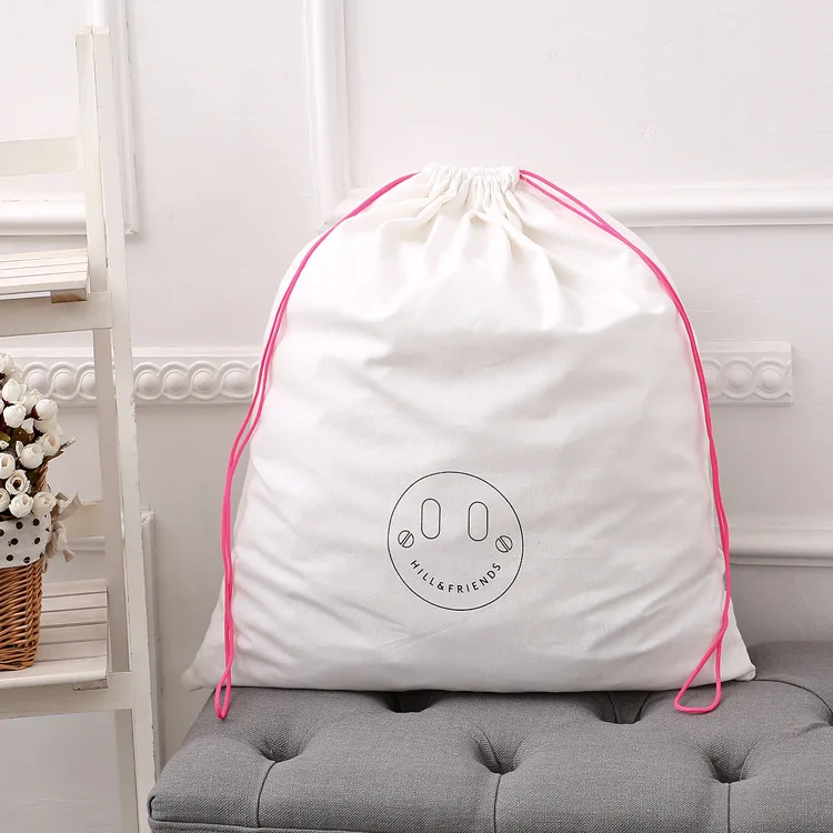 White Custom Printed Large Cotton Dust Packaging Bags For Handbag - Buy ...