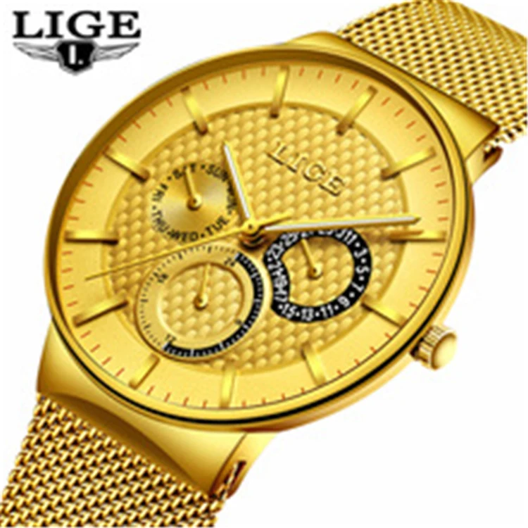 

LIGE 9836 Fashion Mens Watches Top Brand Luxury Quartz Watch Men Casual Slim Mesh Steel Date Waterproof Sport Watch, N/a