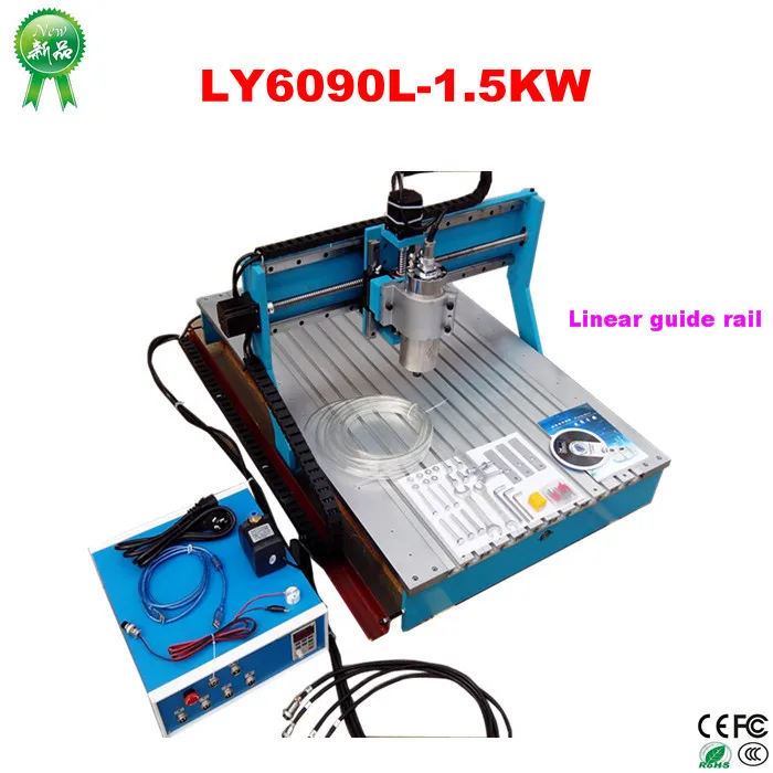 1.5KW CNC Router 6090 3 Axis Linear Guide Rail CNC Machine For Wooden Stone Metal Engraving