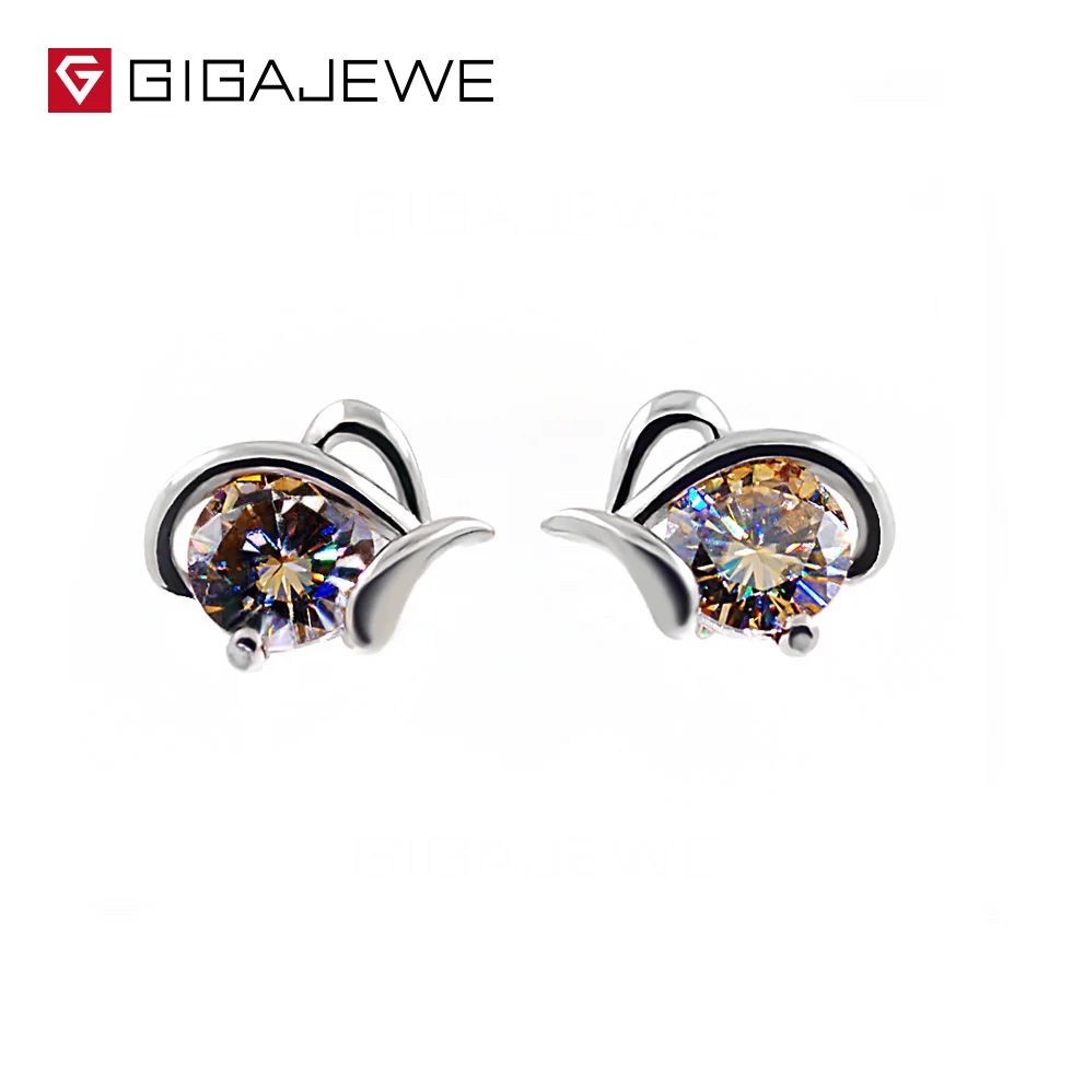 

GIGAJEWE 0.5ct Yellow Color Round Brilliant Cut Synthetic Silver Trendy Moissanite diamond 925 silver earrings